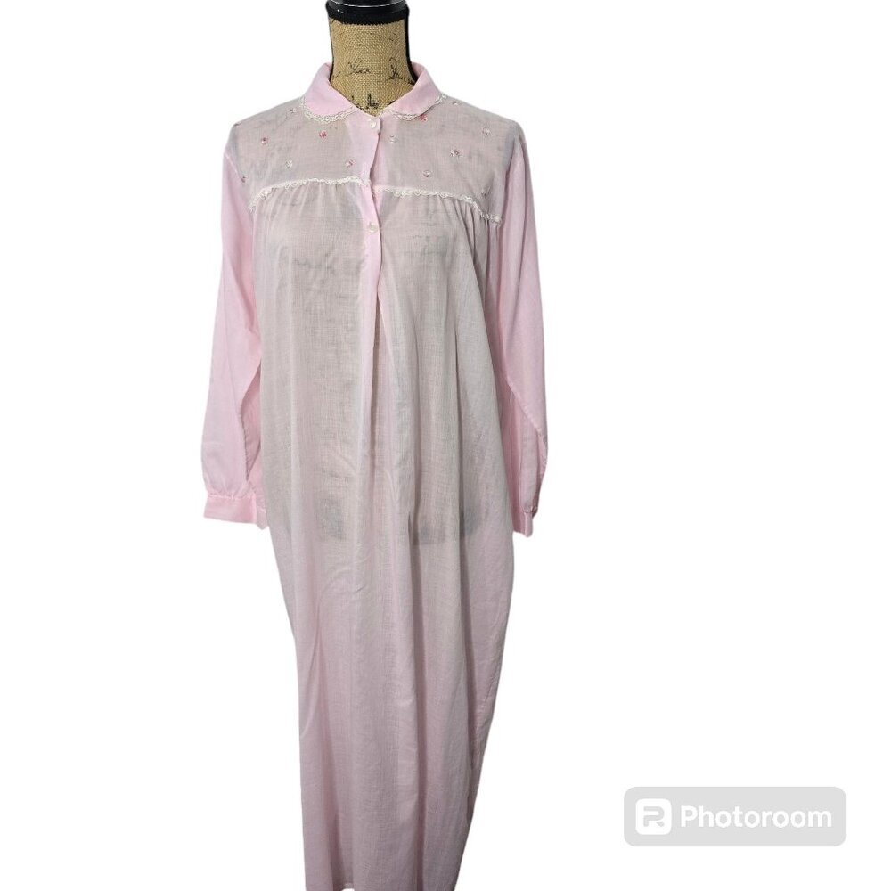 Vintage Pastel Pink Feminine Girly Barbiecore Nightgown Maxi House Dress